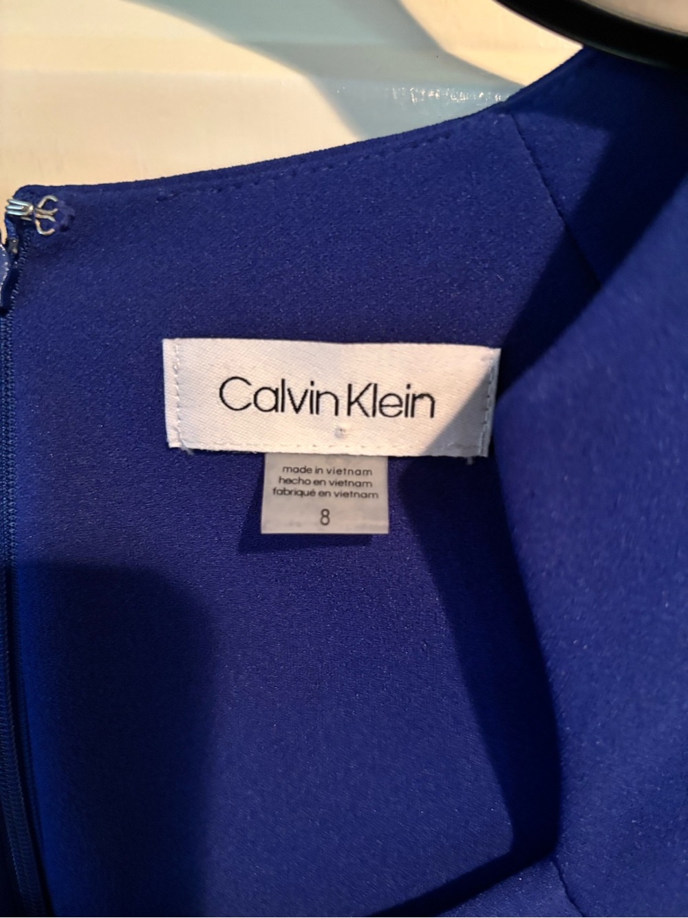 Calvin Klein Womens Size 8 Blue Ruched Sheath Dress Cap Sleeve Cocktail - Picture 3 of 5